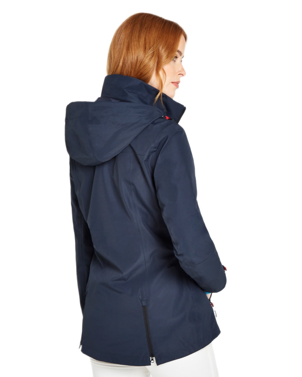 Navy coloured Dubarry Capeclear Waterproof Jacket on white background 