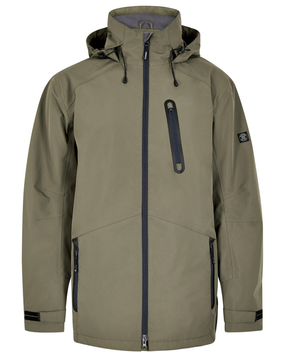 Kelp coloured Dubarry Mens Crossbarry Waterproof Jacket on white background 