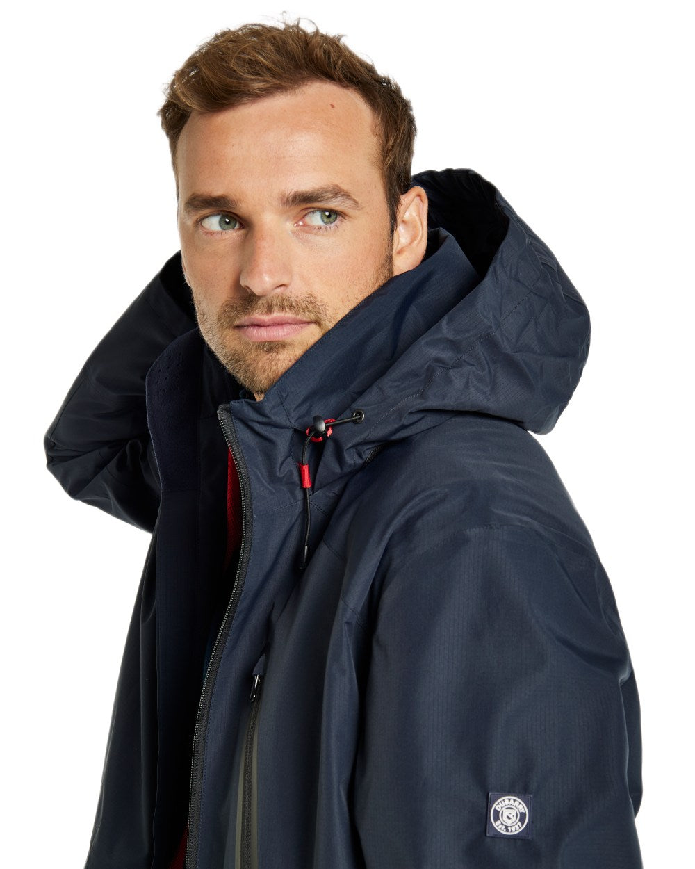 Navy coloured Dubarry Mens Crossbarry Waterproof Jacket on white background 