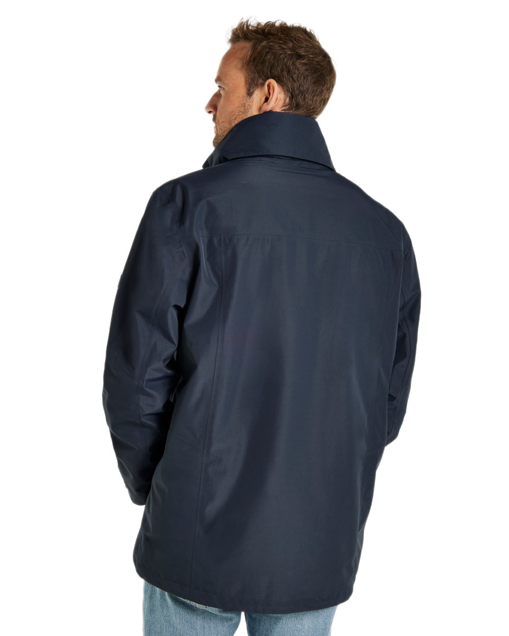 Navy coloured Dubarry Mens Crossbarry Waterproof Jacket on white background 