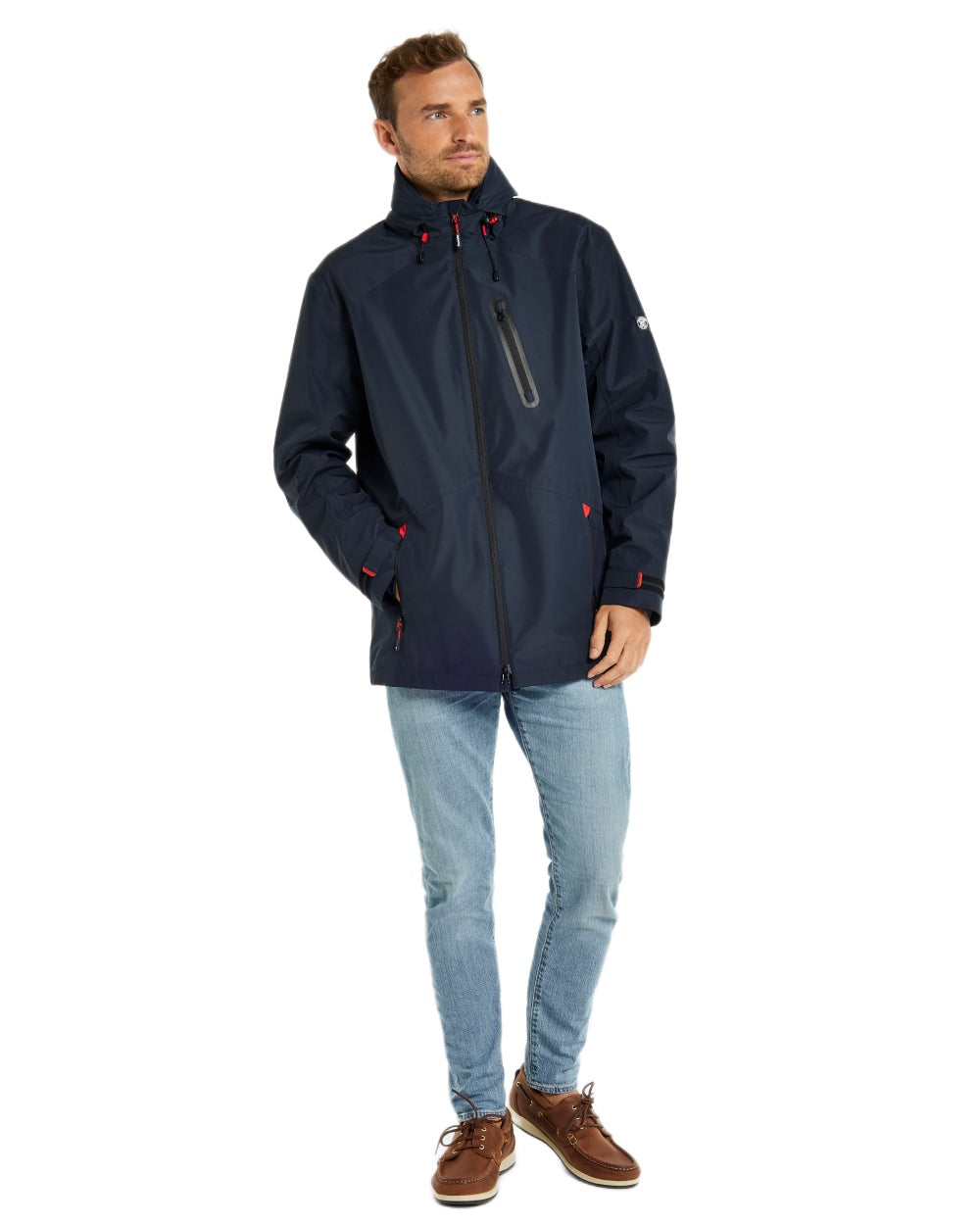 Navy coloured Dubarry Mens Crossbarry Waterproof Jacket on white background 