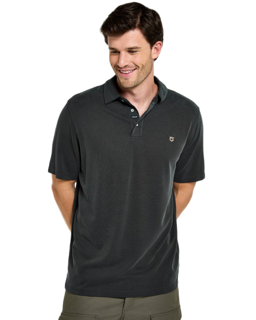 Black coloured Dubarry Mens Gilligan Tencel Modal Polo T-Shirt on white background 