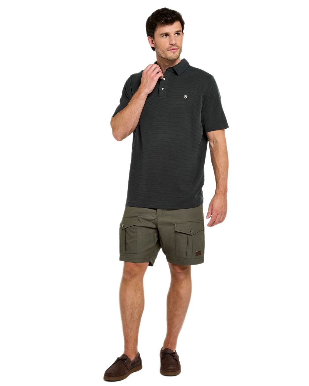 Black coloured Dubarry Mens Gilligan Tencel Modal Polo T-Shirt on white background 