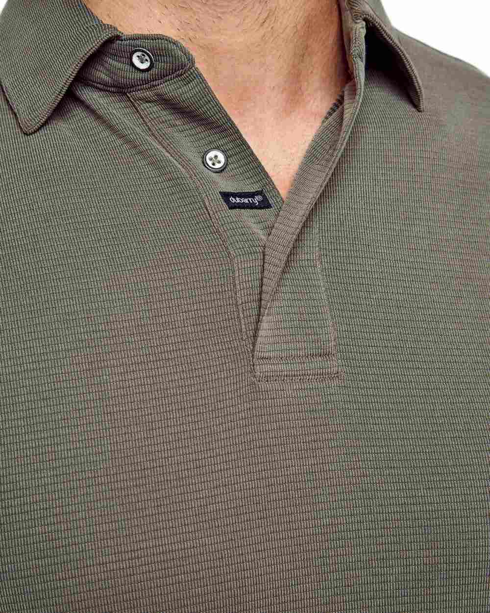 Olive coloured Dubarry Mens Gilligan Tencel Modal Polo T-Shirt on white background 