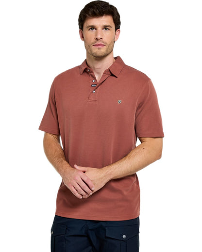 Rust coloured Dubarry Mens Gilligan Tencel Modal Polo T-Shirt on white background 