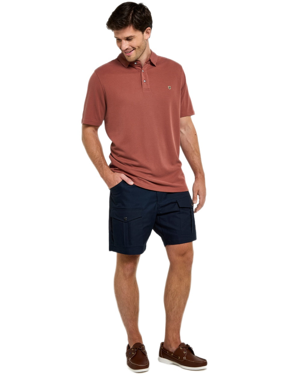 Rust coloured Dubarry Mens Gilligan Tencel Modal Polo T-Shirt on white background 