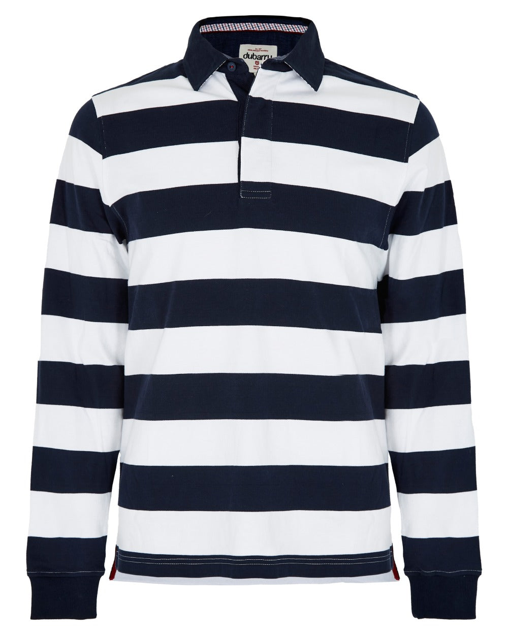 Navy Multi coloured Dubarry Mens Goresbridge Rugby Top on white background 