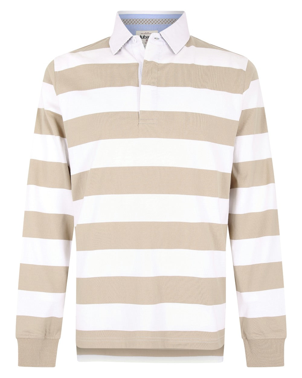 Sand Multi coloured Dubarry Mens Goresbridge Rugby Top on white background 