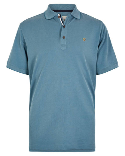 Indigo Coloured Dubarry Mens Morrison Polo Shirt on white background 
