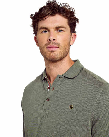 Kelp Coloured Dubarry Mens Morrison Polo Shirt on white background 