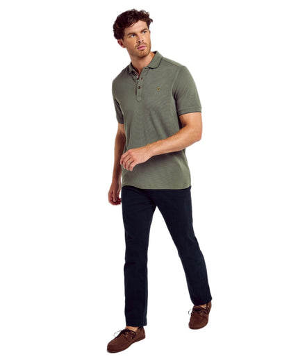 Kelp Coloured Dubarry Mens Morrison Polo Shirt on white background 