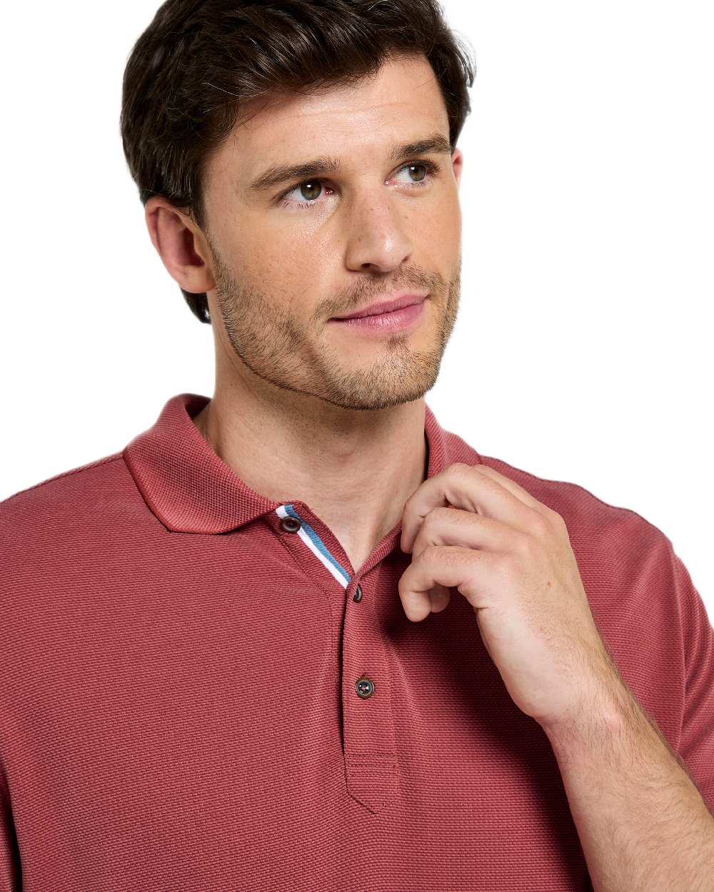 Wine Red Coloured Dubarry Mens Morrison Polo Shirt on white background 