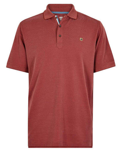 Wine Red Coloured Dubarry Mens Morrison Polo Shirt on white background 