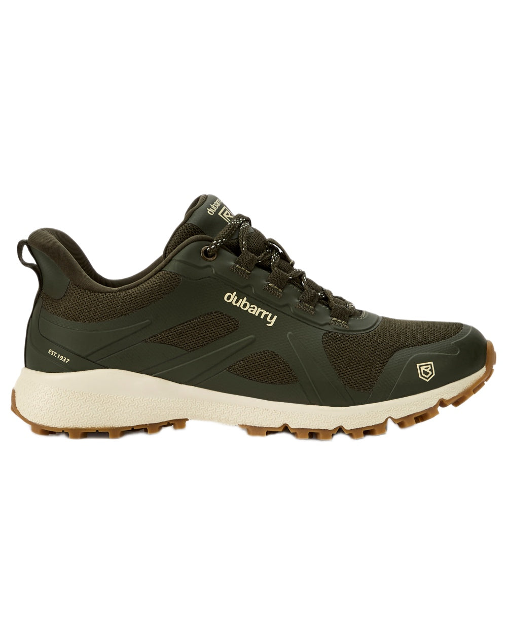 Olive coloured Dubarry Womens Curragh All Weather Sneaker on white background 