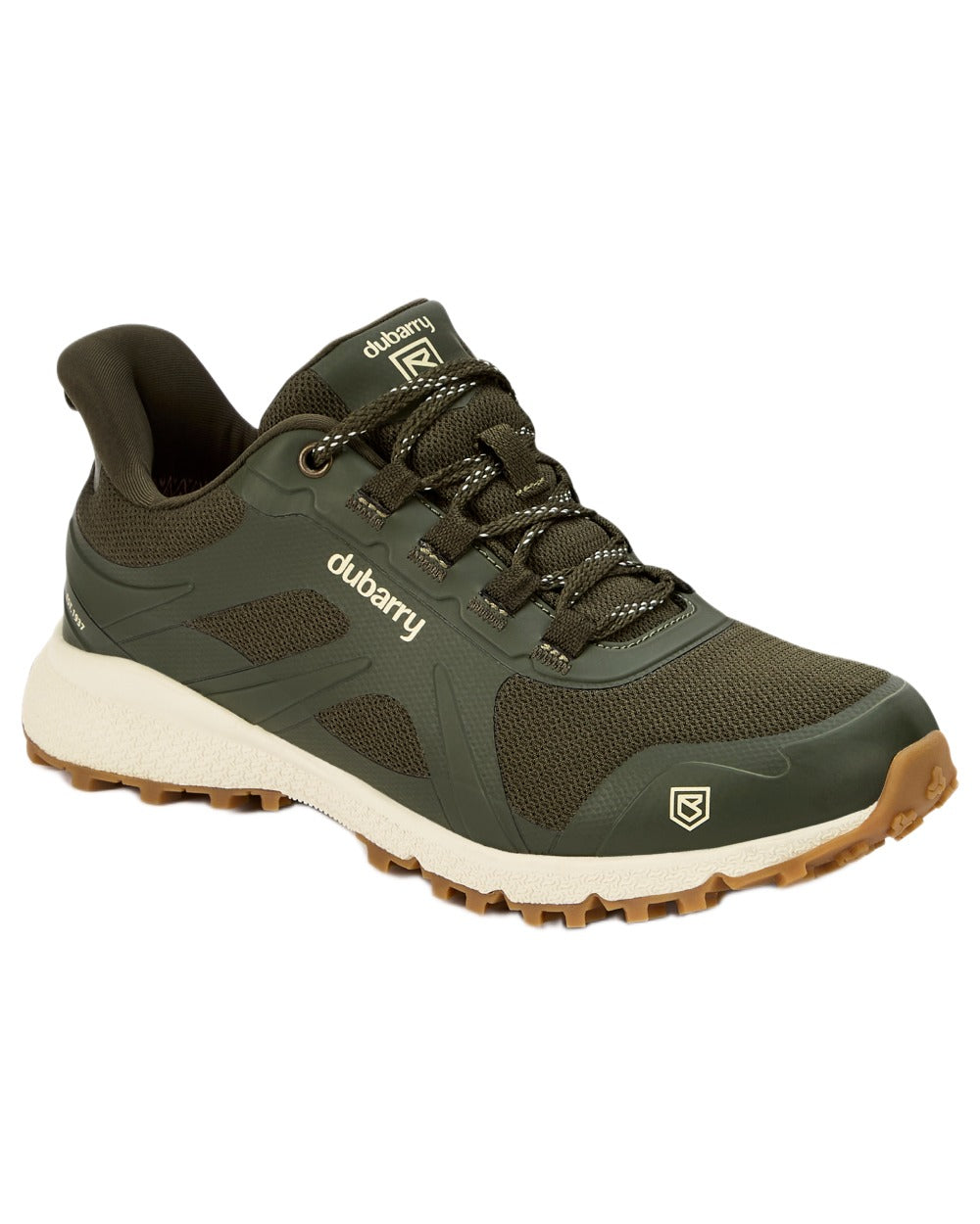 Olive coloured Dubarry Womens Curragh All Weather Sneaker on white background 