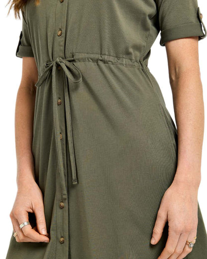 Kelp coloured Dubarry Womens Hanlon Midi Length Shirt Dress on white background 