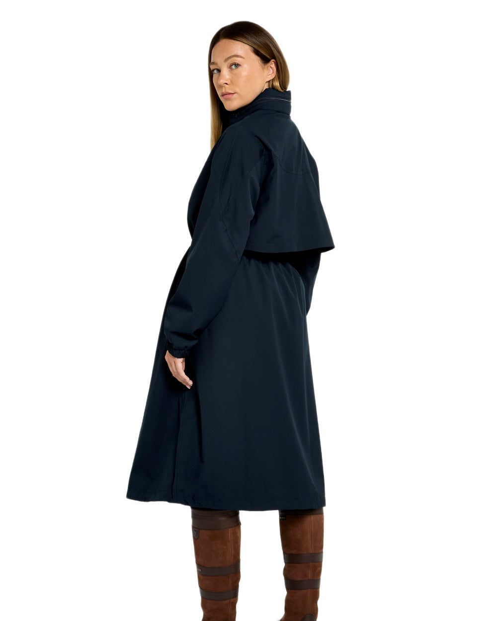 Navy coloured Dubarry Womens Sandycove Raincoat on white background 