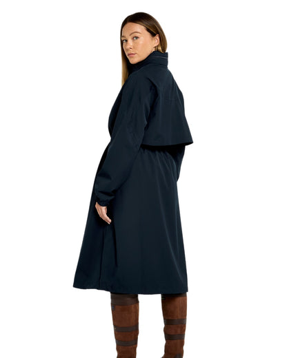 Navy coloured Dubarry Womens Sandycove Raincoat on white background 