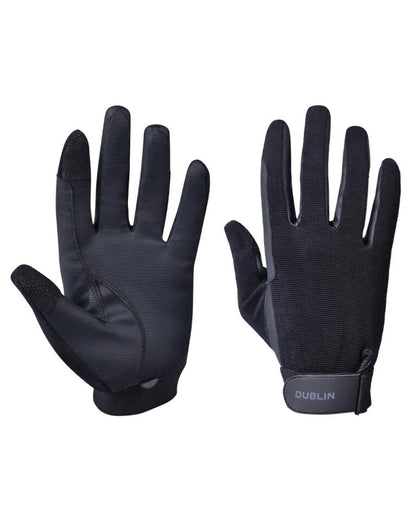Black Coloured Dublin All Seasons Riding Gloves II on white background 