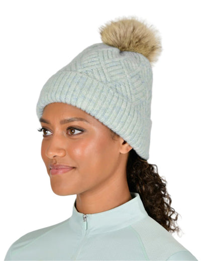 Green Marle coloured Dublin Bea Beanie on white background 