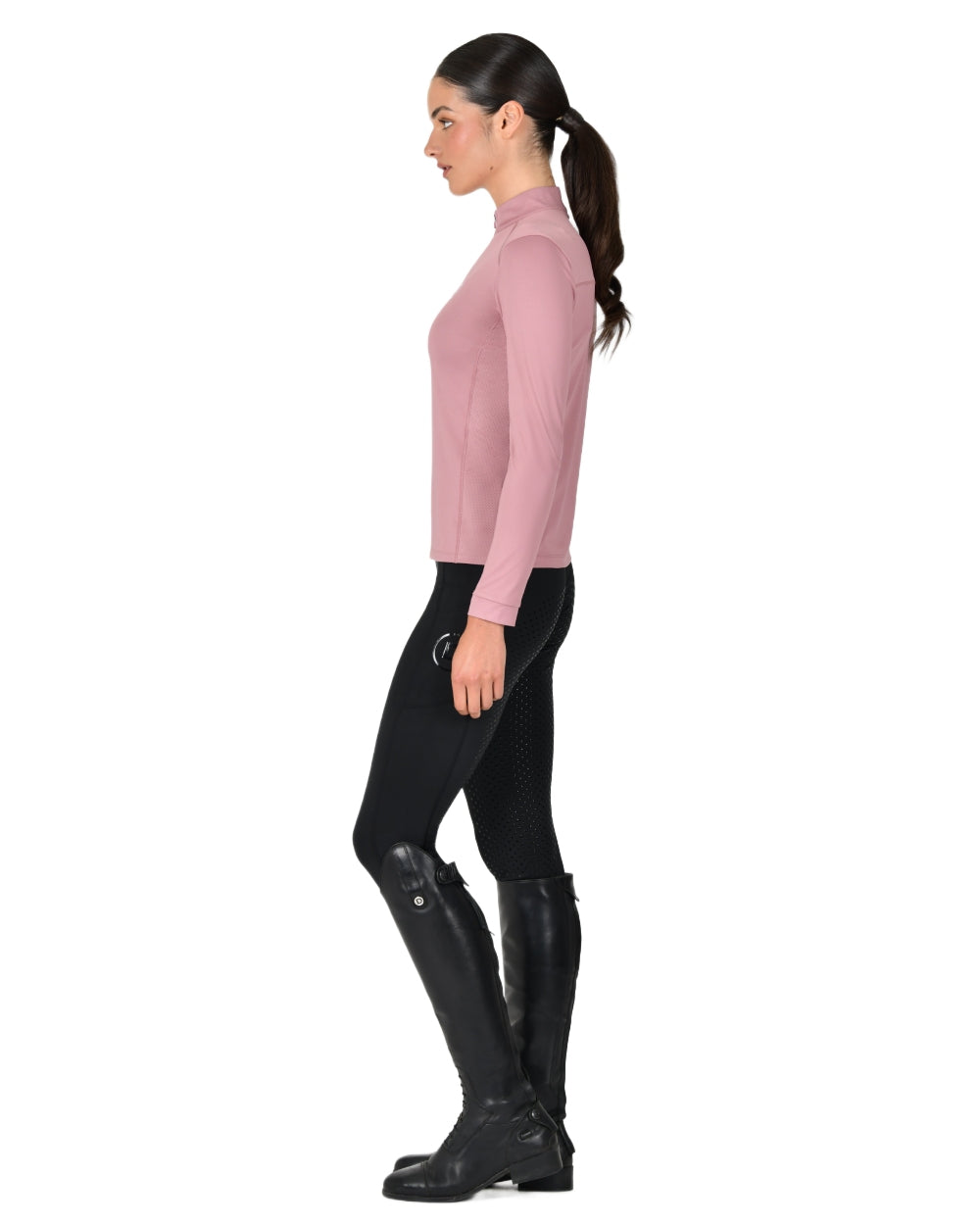 Dusty Rose coloured Dublin Breathable Long Sleeve Riding Top on white background 