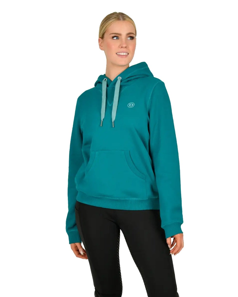 Deep Lake coloured Dublin Camile Hoodies on white background 