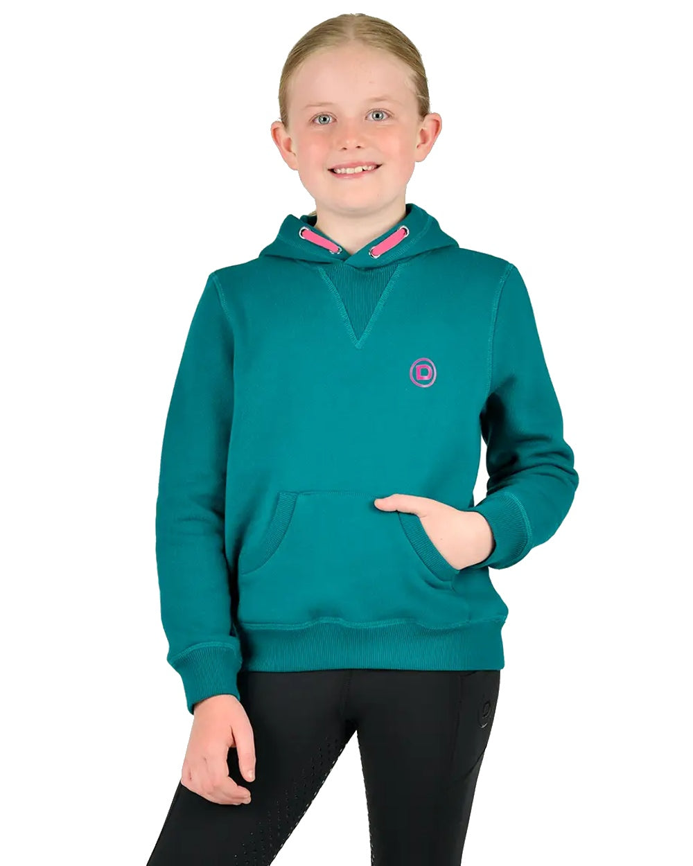 Deep Lake coloured Dublin Childrens Camile Hoodies on white background 