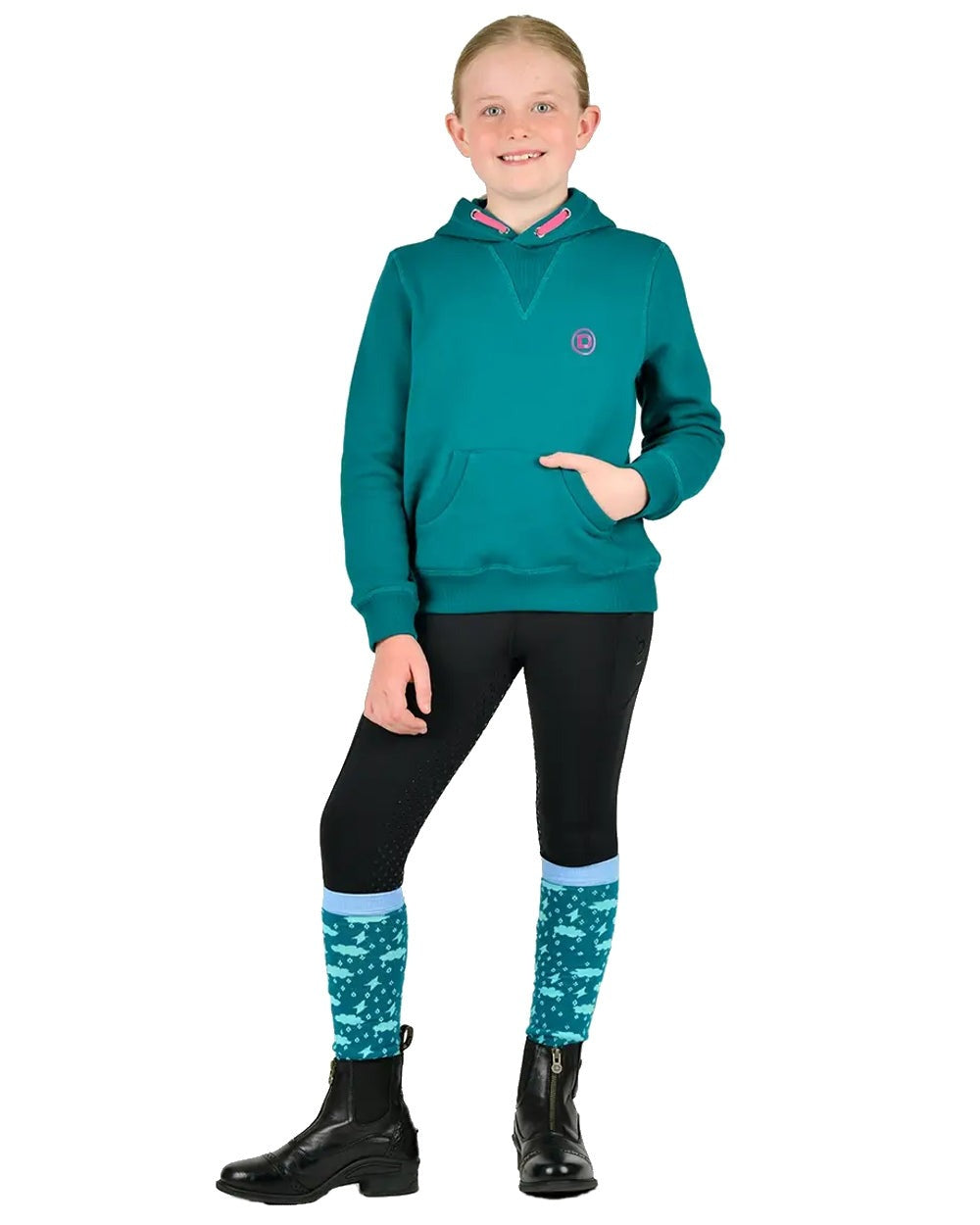 Deep Lake coloured Dublin Childrens Camile Hoodies on white background 