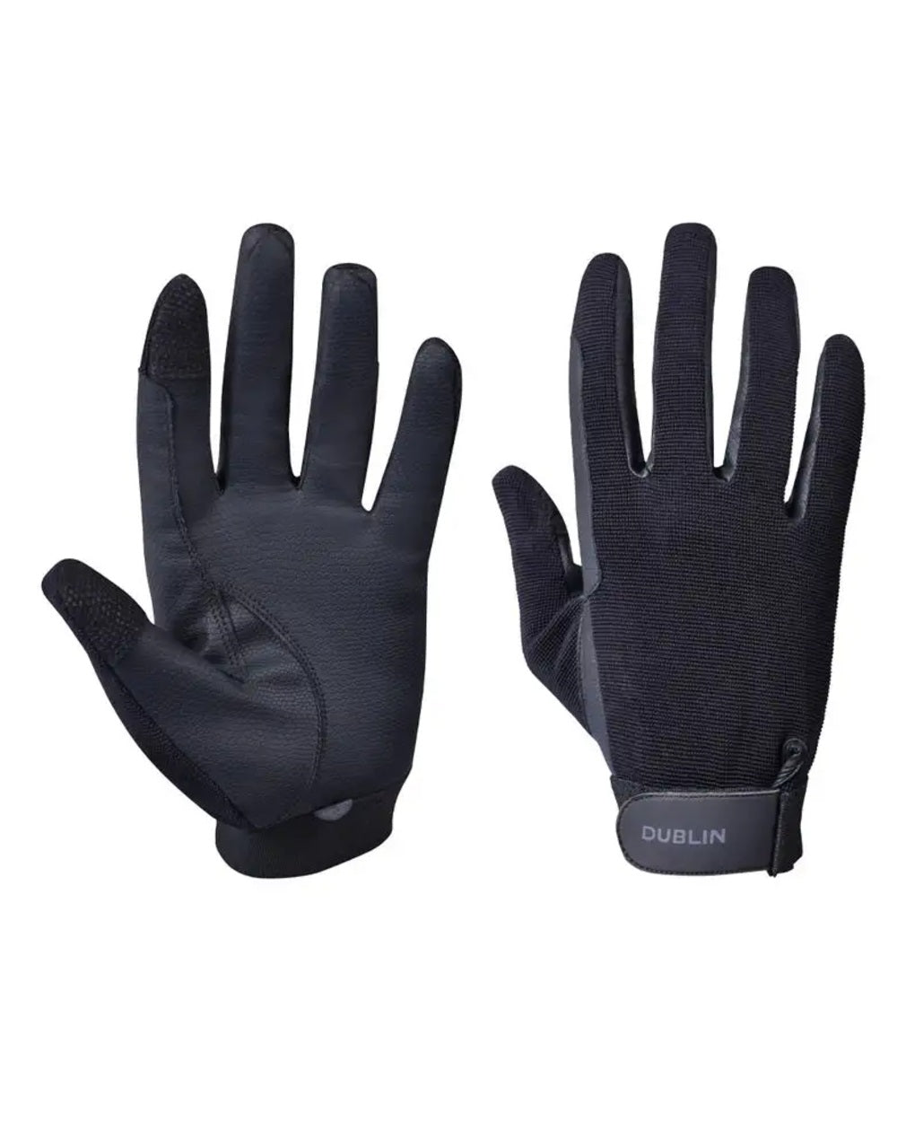 Black Coloured Dublin Childrens All Seasons Riding Gloves II on white background 