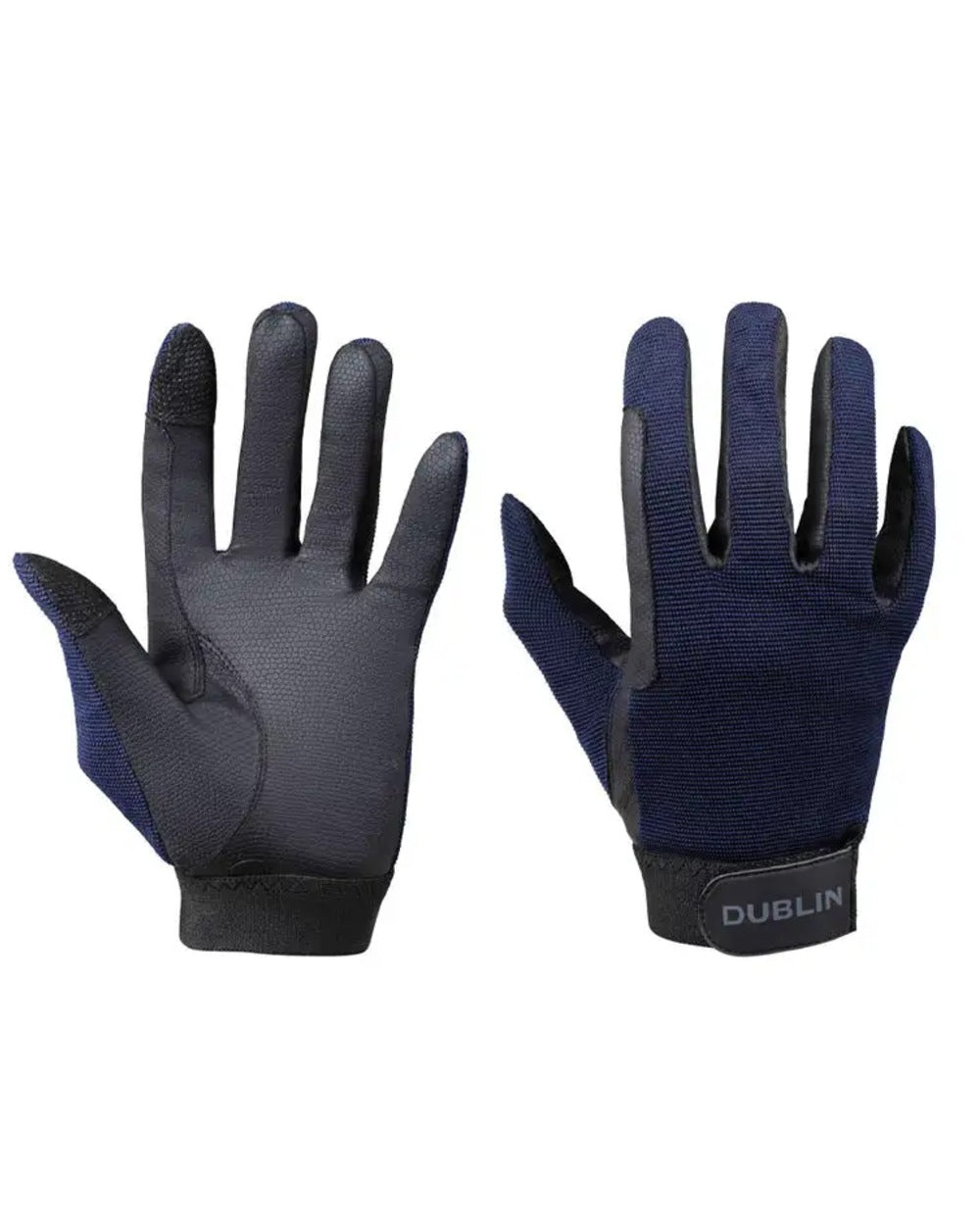 Navy Coloured Dublin Childrens All Seasons Riding Gloves II on white background 