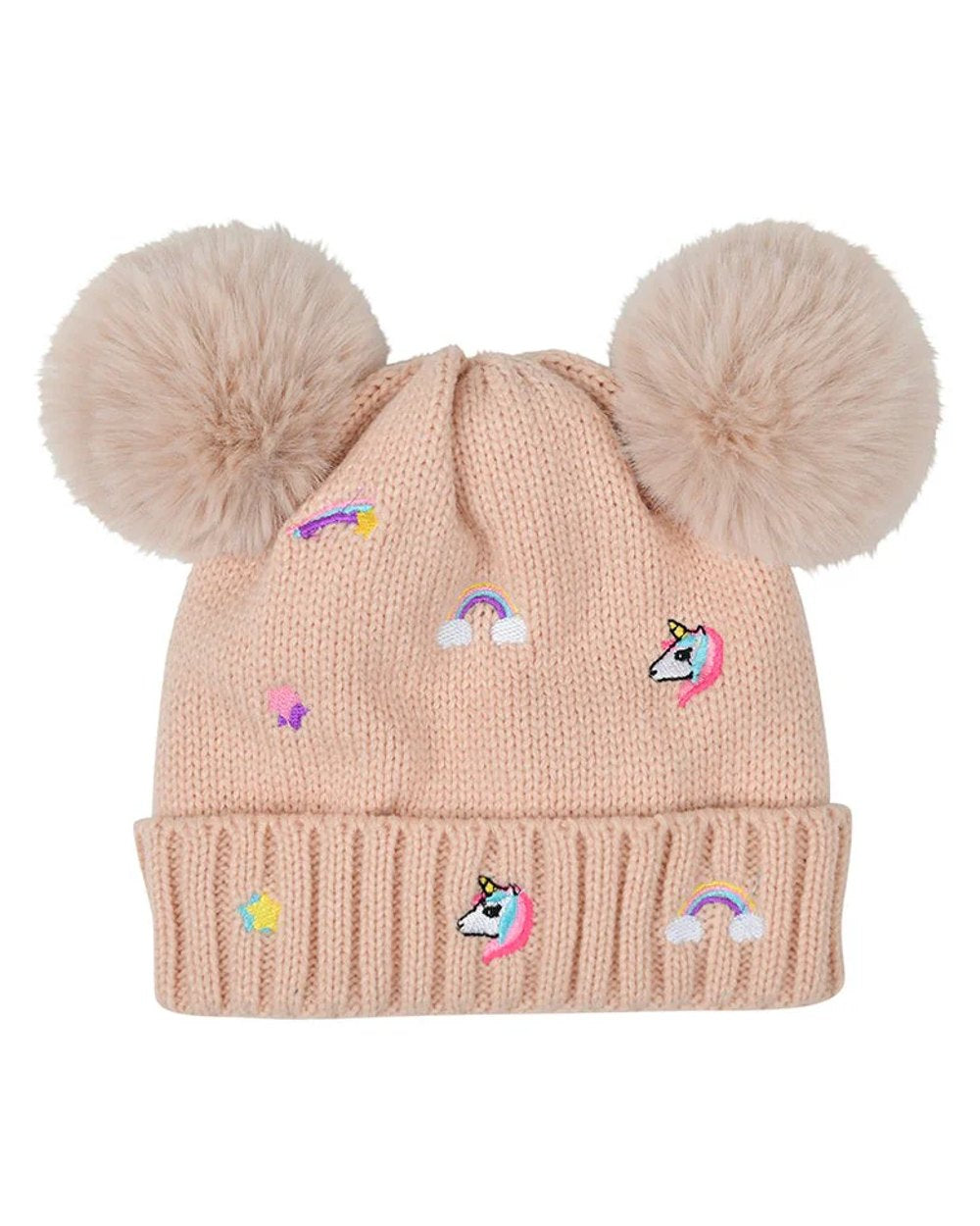 Dusty Pink coloured Dublin Childrens Embroidered Fun Beanie on white background 