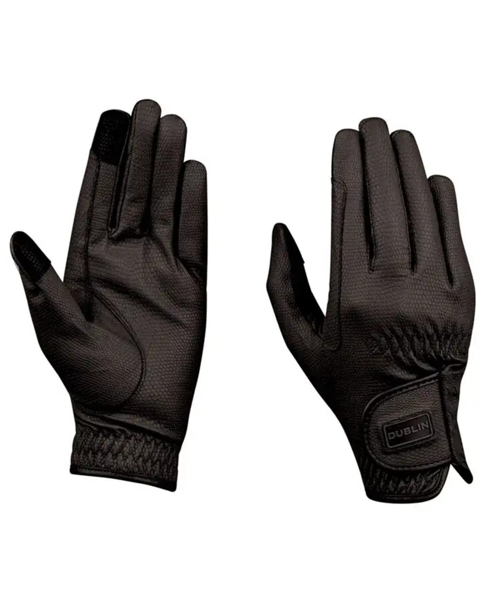 Black Coloured Dublin Childrens Everyday Riding Gloves on white background 