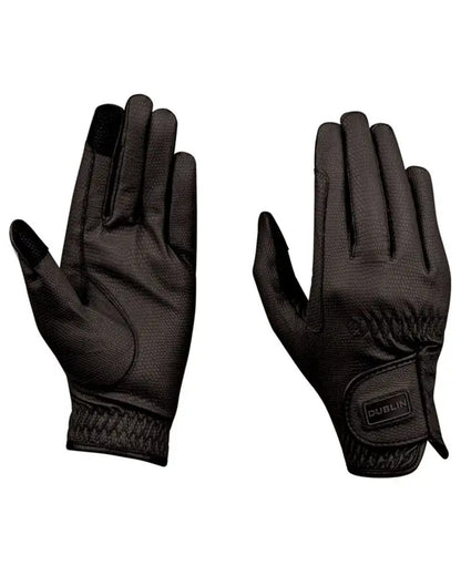 Black Coloured Dublin Childrens Everyday Riding Gloves on white background 