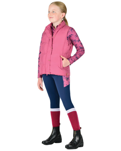 Red Violet coloured Dublin Childrens Patrice Everyday Puffer Vest on white background 