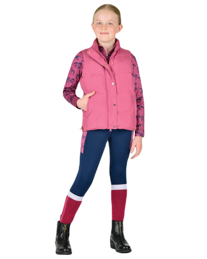 Red Violet coloured Dublin Childrens Patrice Everyday Puffer Vest on white background 