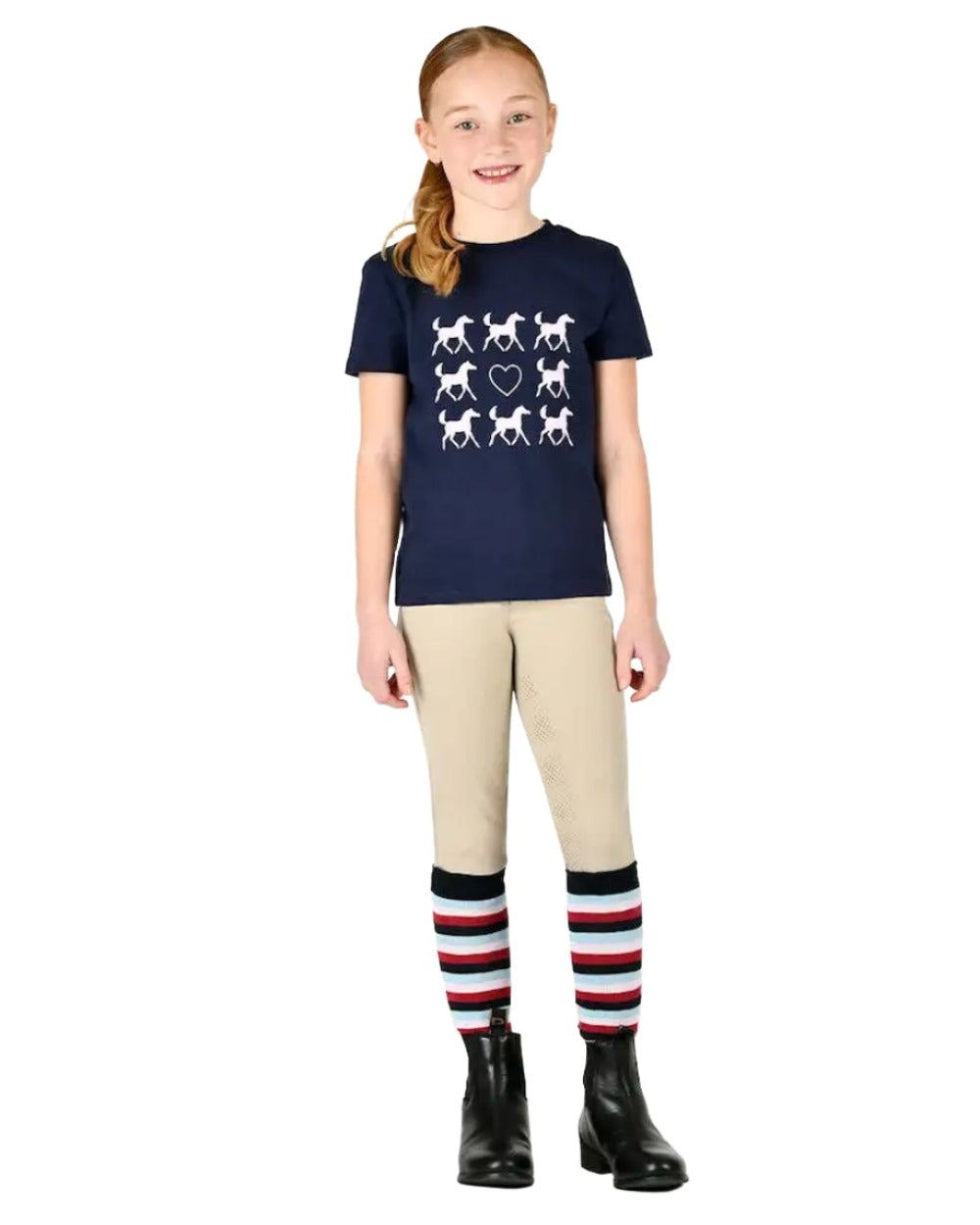 Naval Academy Heart Horses coloured Dublin Childrens Tilly Tee on white background 