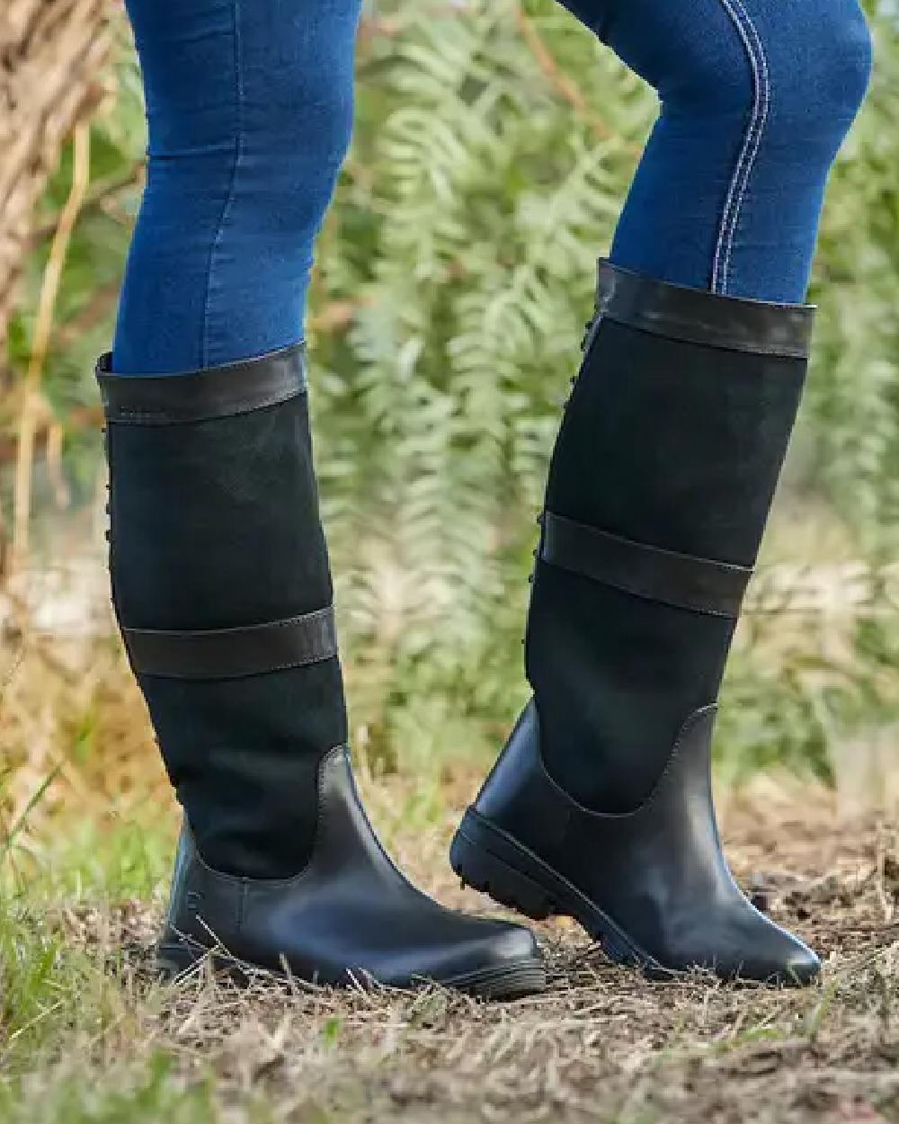 Black coloured Dublin Danman Boots on grassy background 