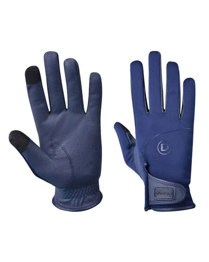 Navy Coloured Dublin Everyday Softback Riding Gloves on white background 