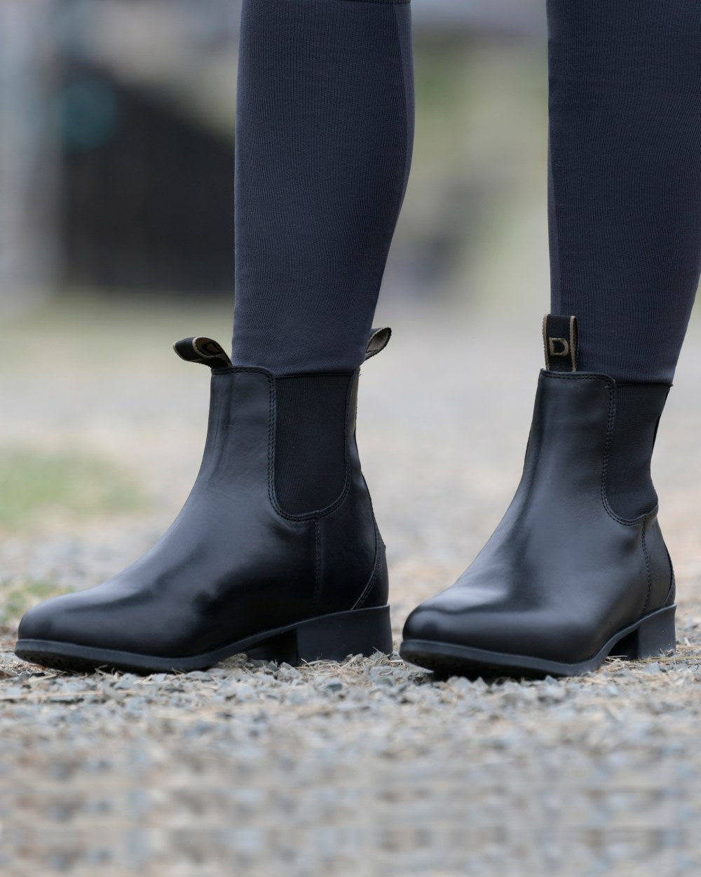 Black Coloured Dublin Foundation Jodhpur Boots II on blurry background 