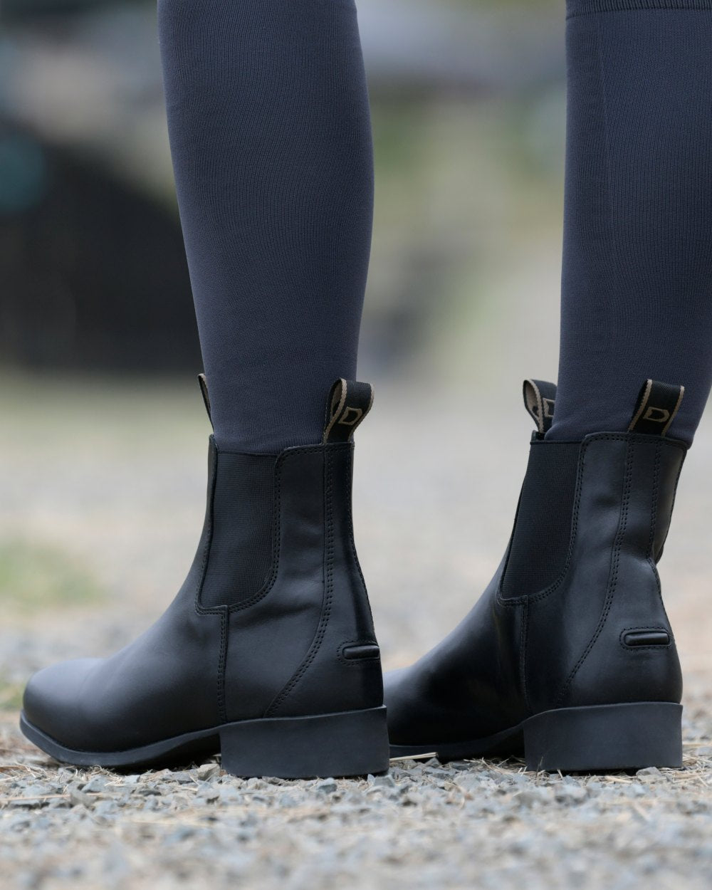 Black Coloured Dublin Foundation Jodhpur Boots II on blurry background 