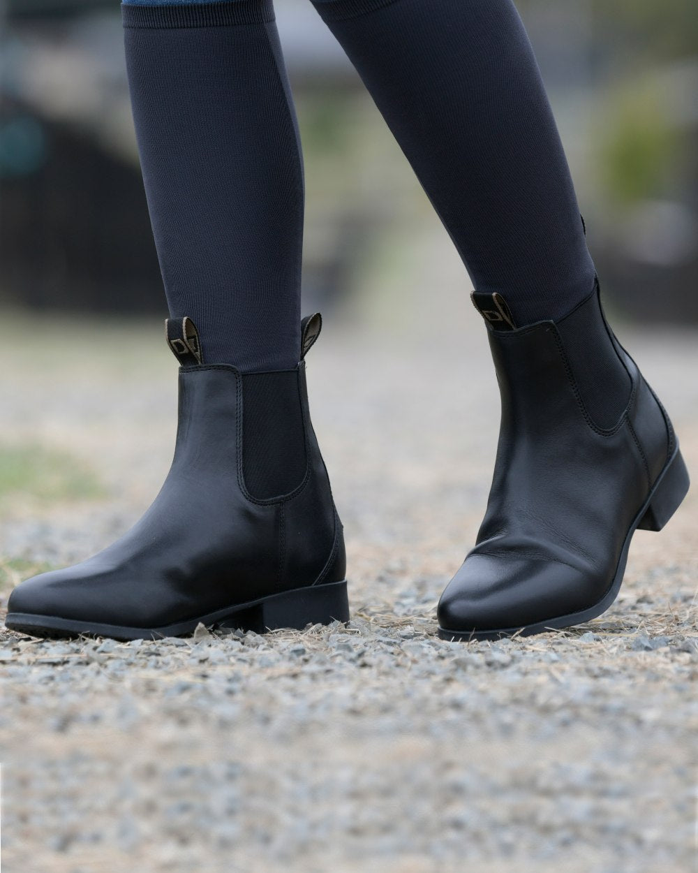 Black Coloured Dublin Foundation Jodhpur Boots II on blurry background 