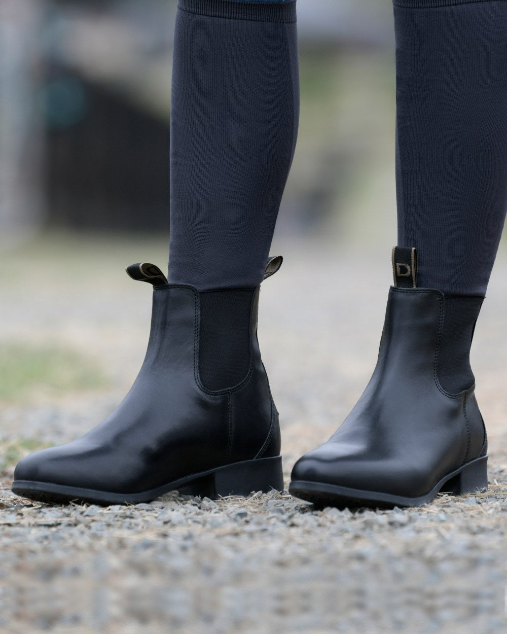 Black Coloured Dublin Foundation Jodhpur Boots II on blurry background 