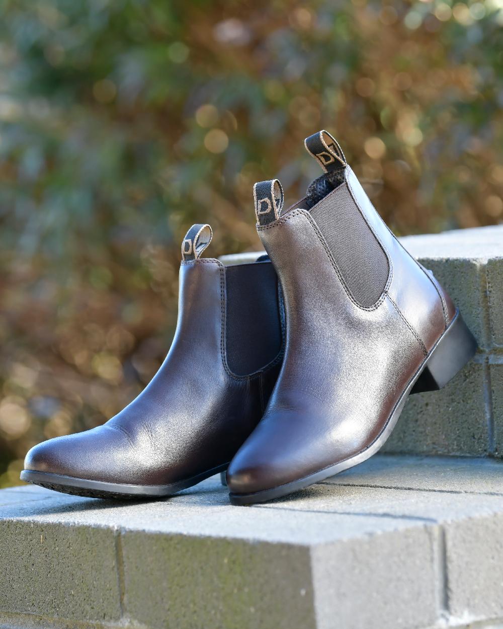 Brown Coloured Dublin Foundation Jodhpur Boots II on blurry background 