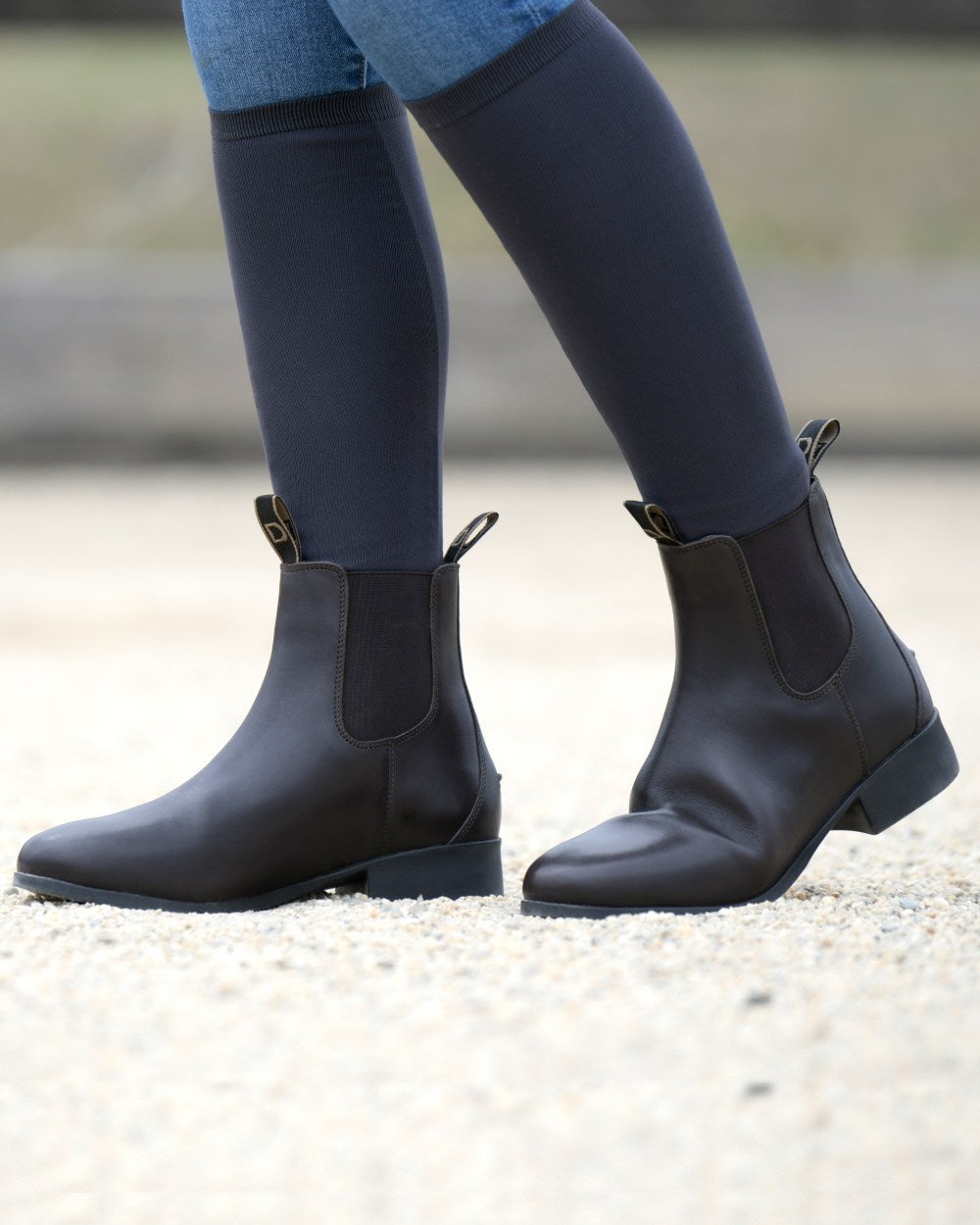Brown Coloured Dublin Foundation Jodhpur Boots II on blurry background 