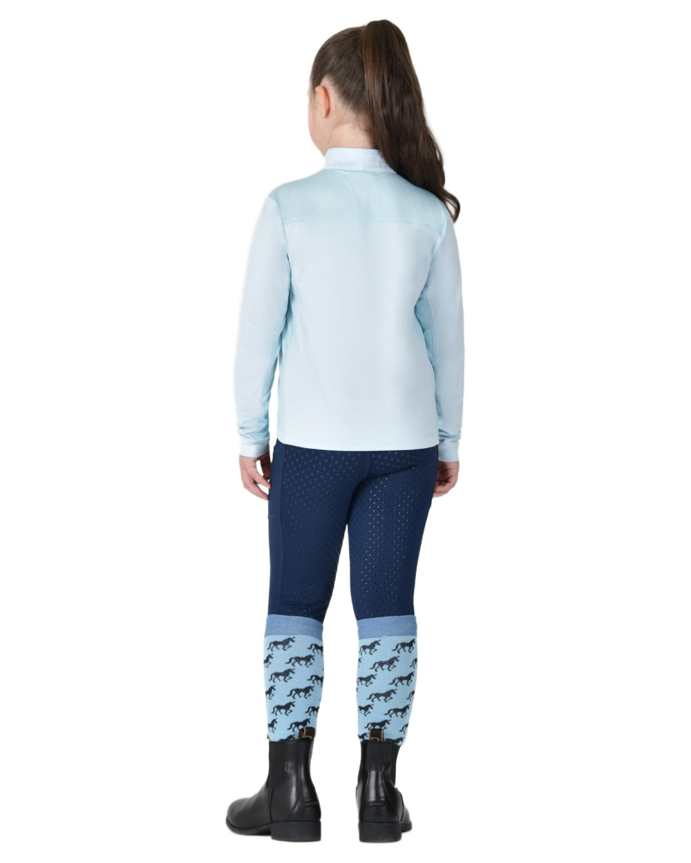 Sky Blue coloured Dublin Kids Breathable Long Sleeve Riding Top on  white background 