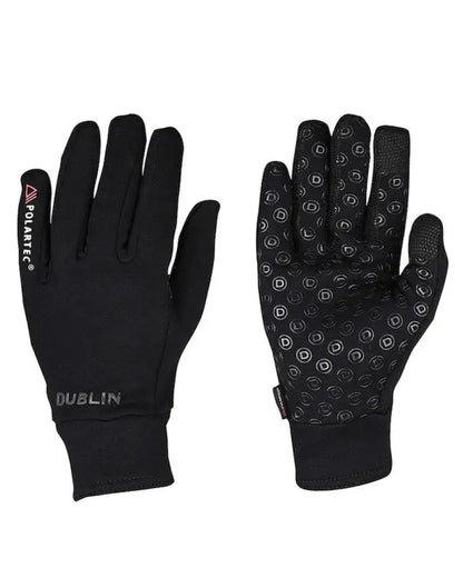 Black Coloured Dublin Polartec Fleece Riding Gloves on white background 