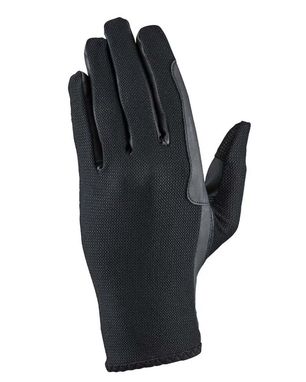 Black Coloured Dublin Pull On Cool Mesh Riding Gloves on white background 