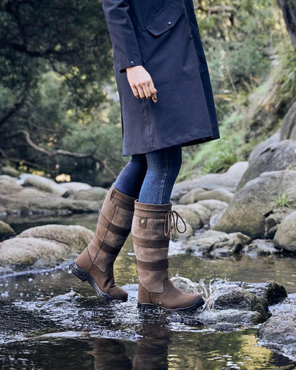 Chocolate Coloured Dublin River Boots IV on water background 