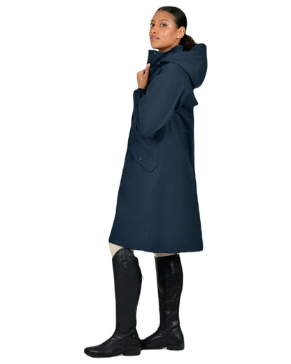 Sky Captain coloured Dublin Rowan Waterproof Riding Coat on white background 