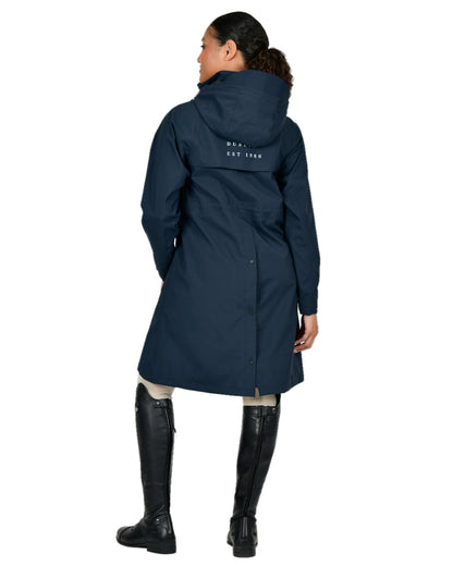 Sky Captain coloured Dublin Rowan Waterproof Riding Coat on white background 